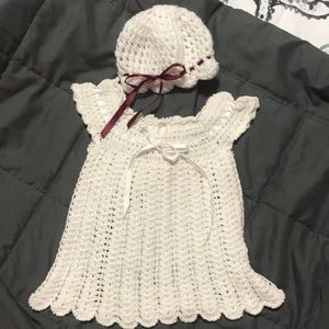 Baby crochet dress with cap 0 to 3 months